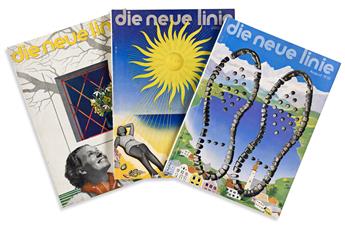 HERBERT BAYER (1900-1985).  DIE NEUE LINIE / [BAYER COVERS.] Group of 5 issues. 1930s. Each 14½x10½ inches, 36¾x26½ cm.